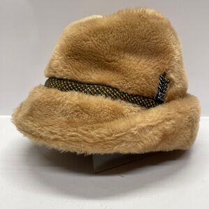 Vintage Brown Faux Fur Hat Fedora M United Hatters Cap & Millinery Workers USA